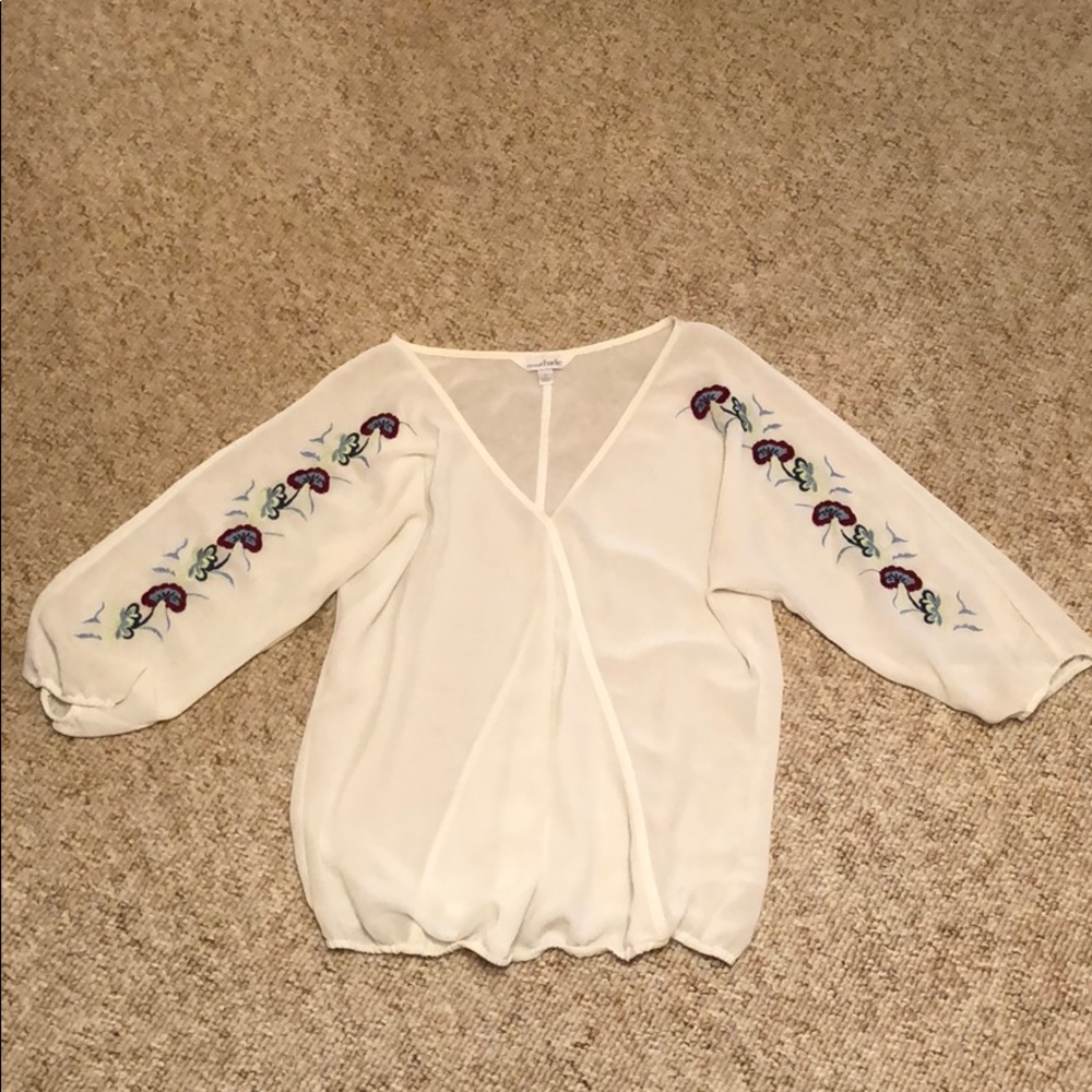 Embroidery Wrap Blouse